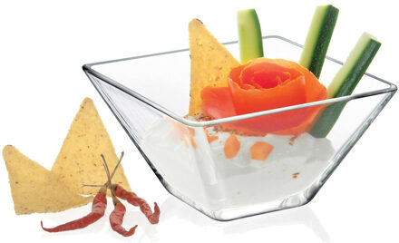 Amuse / serveerschaaltje - 3x - vierkant - glas - 8 x 8 cm - 100 ml - Schaaltjes - Voedsel - Saus