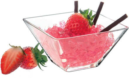 Amuse serveerschaaltje vierkant - 4x - van glas - 10 x 10 cm - 300 ml - Saus - Hapjes - transparant