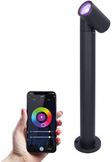 Amy smart sokkellamp - 45cm - RGBWW - WiFi & Bluetooth - 5,5 Watt 400 lumen - Google Home, Amazon Alexa en Siri - Bestuurbaar via App - IP65 waterdicht - Zwart - Tuinlantaarn