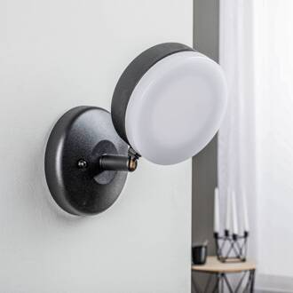 Amya buitenwandlamp van aluminium, rond zwart, wit