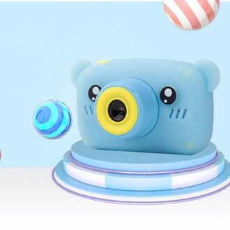 Amygojj Draagbare Kinderen Camera Digitale Mini Beer Cartoon Camera Lange Levensduur Batterij Camera Blauw