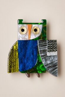 An Owl Named Hoot broche Blauw/Multicolour