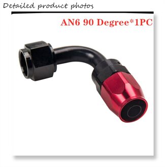 AN4 AN6 AN8 AN10 90 Graden Draaibare Slang Einde Fittings Adapter Olie Brandstof Herbruikbare Montage Slang End Aluminium AN6 90 zwart
