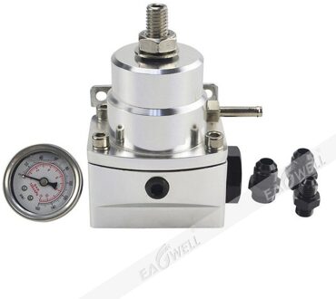 AN8 Hoge Druk Brandstof Regulator W/Boost-8AN 8/8/6 Efi Fuel Pressure Regulator Met Gas Gauge vacuüm Boost Poort Zilver