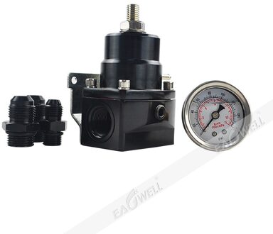 AN8 Hoge Druk Brandstof Regulator W/Boost-8AN 8/8/6 Efi Fuel Pressure Regulator Met Gas Gauge vacuüm Boost Poort zwart