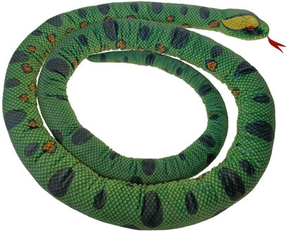 Anaconda slang knuffel - 300 cm - groen - slangen - pluche dierenknuffels