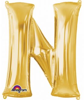 Anagram Naam versiering gouden letter ballon N Goudkleurig