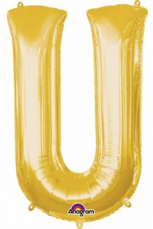 Anagram Naam versiering gouden letter ballon U Goudkleurig