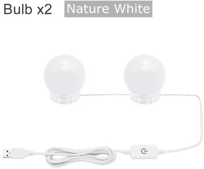 Anblub Led Make-Up Spiegel Gloeilamp Hollywood Vanity Verlichting Traploos Dimbare 5V Usb Wandlamp Natuur Wit Voor Dressing tafel 2 bulbs