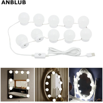 ANBLUB LED Makeup Mirror Light Bulb Hollywood Vanity Lights Stepless Dimmable 5V USB Wall Lamp Nature White for Dressing Table