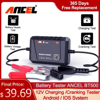Ancel BT500 Auto Batterij Tester Draadloze Elektrische Circuit Zwengelen Test Android Ios Opladen Test Batterij Analyzer OBD2 Scanner