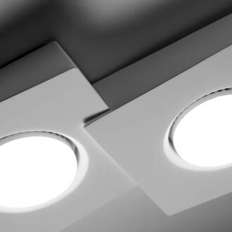 Anchise plafondlamp, 2-lamps, 23,5 cm, wit, gips, GX53