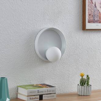 Andelina wandlamp, rond, wit mat wit, opaalwit