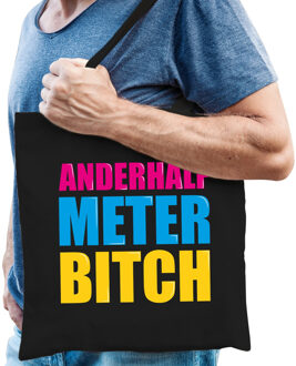 Anderhalf meter afstand bitch cadeau tas zwart voor heren cadeau katoenen tas zwart voor heren - kado tas / tasje / shopper