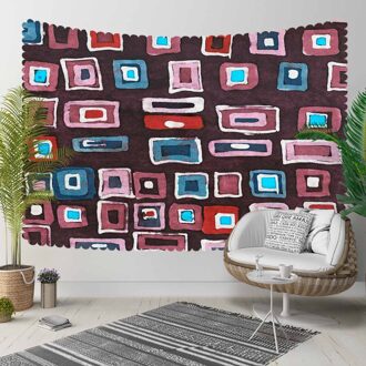 Anders Blauw Rood Paars Rechthoek Cubes Geometrische Retro 3D Print Decoratieve Hippi Bohemian Muur Opknoping Landschap Tapijt Muur Art 140x200