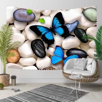 Anders Wit Grijs Zwart Pebble Stenen Blauwe Vlinder 3D Print Decoratieve Hippi Bohemian Muur Opknoping Landschap Tapijt Muur Art 140x140