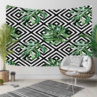 Anders Zwarte Geometrische ikat Vergrendeld Groene Tropische Blad 3D Print Decoratieve Hippi Bohemian Muur Opknoping Landschap Tapijt Muur Art 140x140