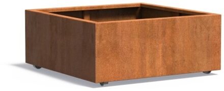 Andes cortenstaal 100x100x40 cm plantenbak met wielen