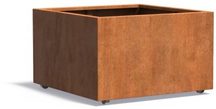 Andes cortenstaal 100x100x60 cm plantenbak met wielen