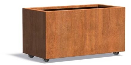 Andes cortenstaal 100x50x50 cm plantenbak met wielen