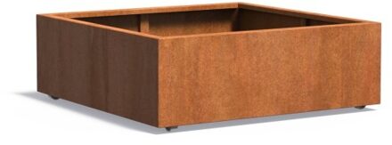 Andes cortenstaal 120x120x40 cm plantenbak met wielen