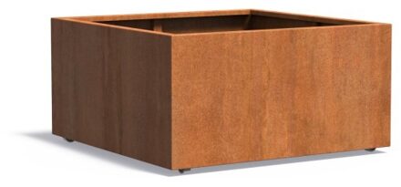 Andes cortenstaal 120x120x60 cm plantenbak met wielen