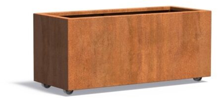 Andes cortenstaal 120x50x50 cm plantenbak met wielen