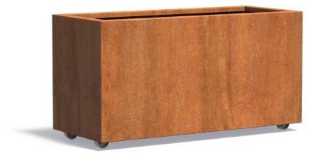 Andes cortenstaal 120x50x60 cm plantenbak met wielen