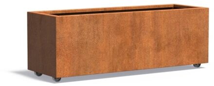 Andes cortenstaal 150x50x50 cm plantenbak met wielen