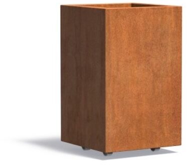 Andes cortenstaal 50x50x80 cm plantenbak met wielen