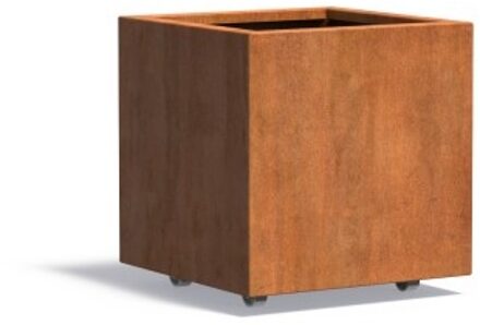 Andes cortenstaal 60x60x60 cm plantenbak met wielen