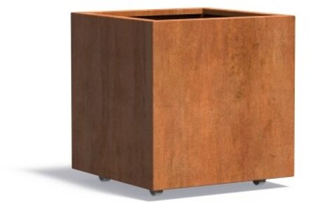 Andes cortenstaal 70x70x70 cm plantenbak met wielen