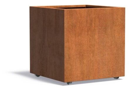 Andes cortenstaal 80x80x80 cm plantenbak met wielen
