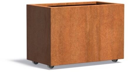 Andes cortenstaal 90x50x60 cm plantenbak met wielen