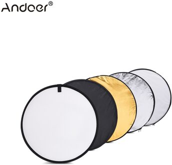 Andoer 24 "60 cm Disc 5 in 1 Multi Draagbare Inklapbare Fotografie Studio Reflector (Goud/Zilver/wit/Zwart/Doorschijnend)