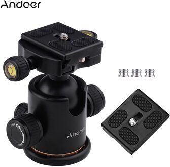 Andoer Camera Bal Hoofd Statief 360 ° Swivel Met Geschaald Quick Release Plaat Dual Bubble Niveau 1/4 3/8in Mountin Bal Hoofd
