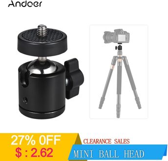 Andoer Mini Ball Head 1/4 "Mount voor Camera Statief voor SB800 SB900 580EX II Flash