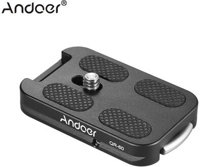 Andoer QR-60 Quick Release Plate 1/4 "schroef Mount w/Attachment Loop voor Arca-Swiss Balhoofd Statief voor Canon Nikon Sony DSLR