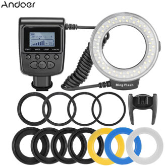 Andoer RF-550D Macro 48 LED Ring Flash Light LCD Display Power Control Speedlite voor Canon Nikon Pentax Olympus Sony