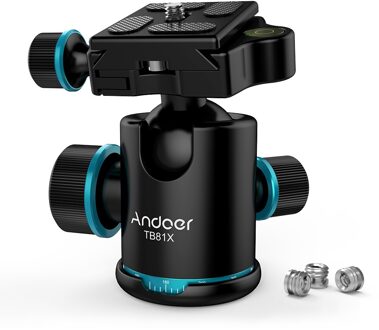 Andoer TB81X Tripod Ball Head 360 Graden Roterende Panoramisch Balhoofd Voor Monopod Statief Dslr Camera Max Belasting 8Kg/17.64Lbs Option 1