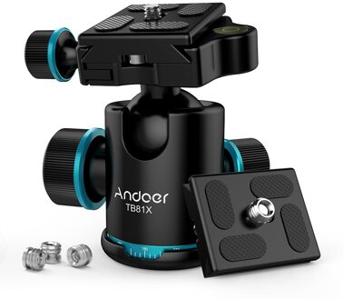 Andoer TB81X Tripod Ball Head 360 Graden Roterende Panoramisch Balhoofd Voor Monopod Statief Dslr Camera Max Belasting 8Kg/17.64Lbs Option 2