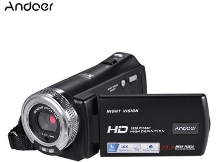 Andoer V12 1080P Full Hd 16X Digitale Zoom Opname Video Camera Draagbare Camcorder Met 3.0 Inch Draaibaar Lcd-scherm camcorder