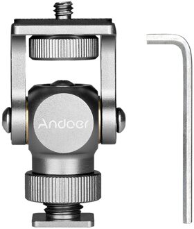 Andoer Video Monitor Mount Mini Led Light Bracket Holder Balhoofd Aluminium Koud Shoe Mount 1/4Inch Schroef voor Dslr Camera zilver