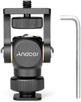 Andoer Video Monitor Mount Mini Led Light Bracket Holder Balhoofd Aluminium Koud Shoe Mount 1/4Inch Schroef voor Dslr Camera zwart
