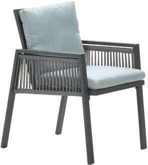 Andrea dining fauteuil rope carbon black/ mint grey Grijs