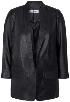 Andrea Leren Blazer - Stijlvol en Verfijnd Co'Couture , Black , Dames - XL