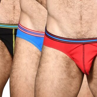 Andrew Christian 3 stuks Almost Naked Boy Superhero Brief * Actie * Versch.kleure/Patroon,Rood,Blauw - Small