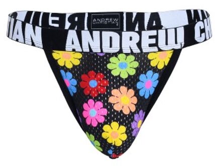 Andrew Christian Almost Naked Flower Y-Back Thong Zwart - Small,Medium,Large,X-Large