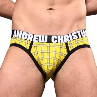 Andrew Christian Almost Naked Plaid Brief * Actie * Geel - Small,Medium,X-Large