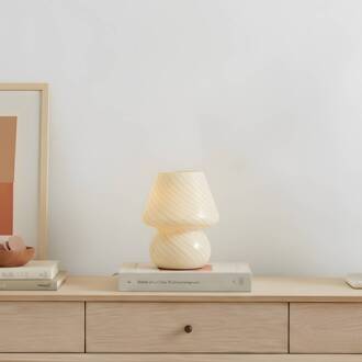 Andriana tafellamp, geel/wit, glas, Ø 15 cm geel, wit